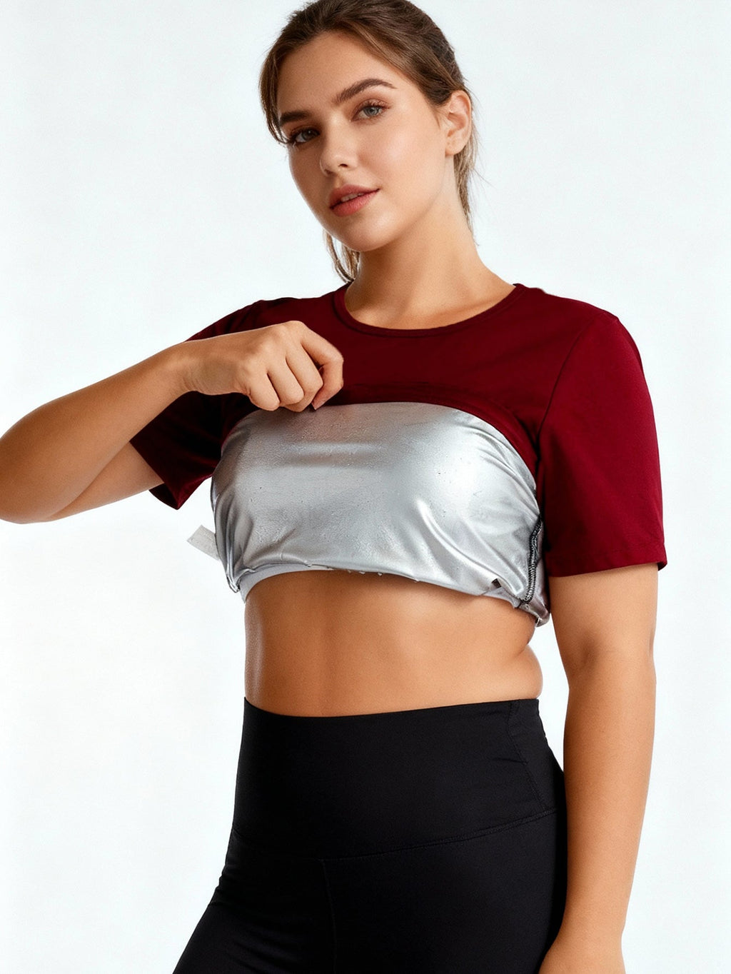 Sauna Shirt For Women Sweat Suit Short Sleeve Sauna Shirt Women  Sauna Sweat Shirt Athletic Tee Sauna Top Compression Waist Trainer Compression T-Shirt Sauna Vest For Women