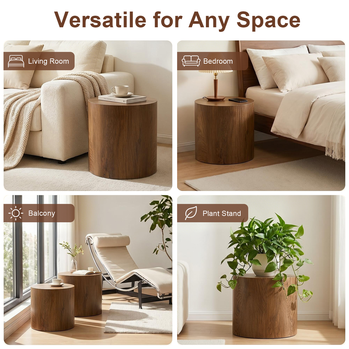 Nesting Coffee Table Set of 2 Round Wooden Coffee Tables