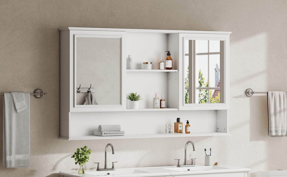 60" Wall-Mounted Bathroom Medicine Cabinet with Mirrors