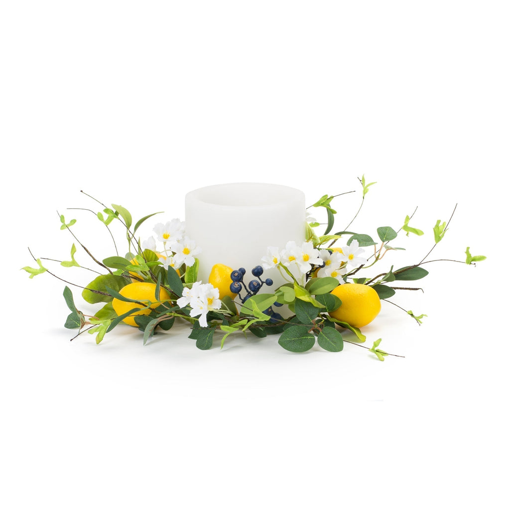 Lemon and blue berry floral candle ring (set of 6)