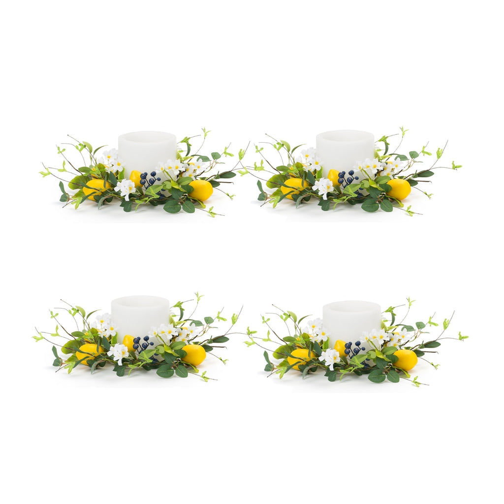 Lemon and blue berry floral candle ring (set of 6)