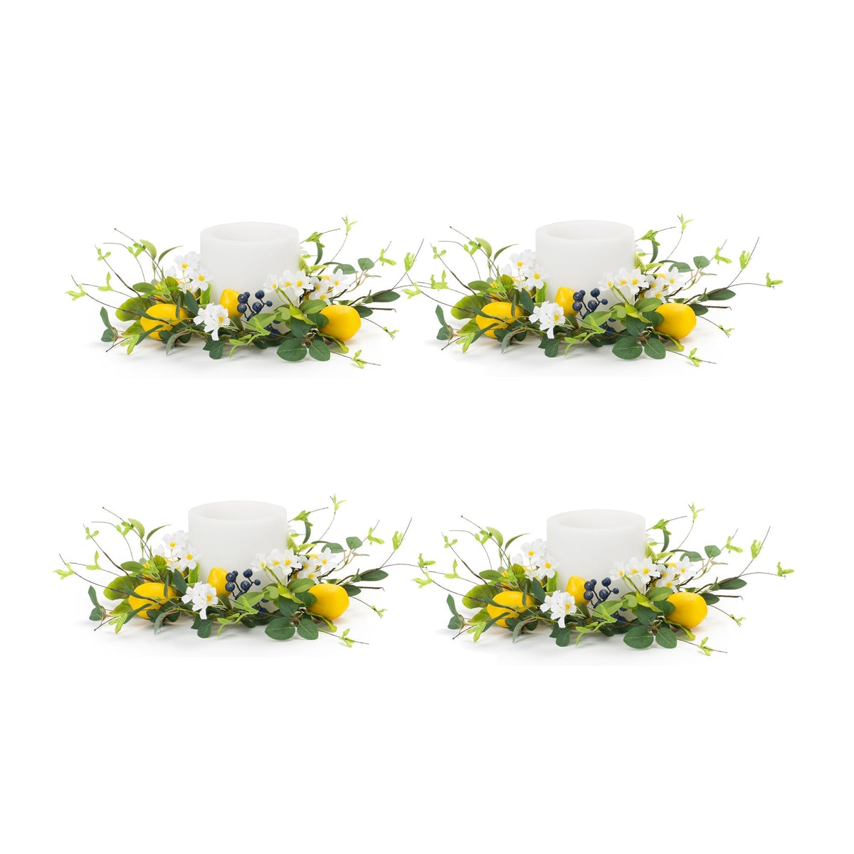 Lemon and blue berry floral candle ring (set of 6)