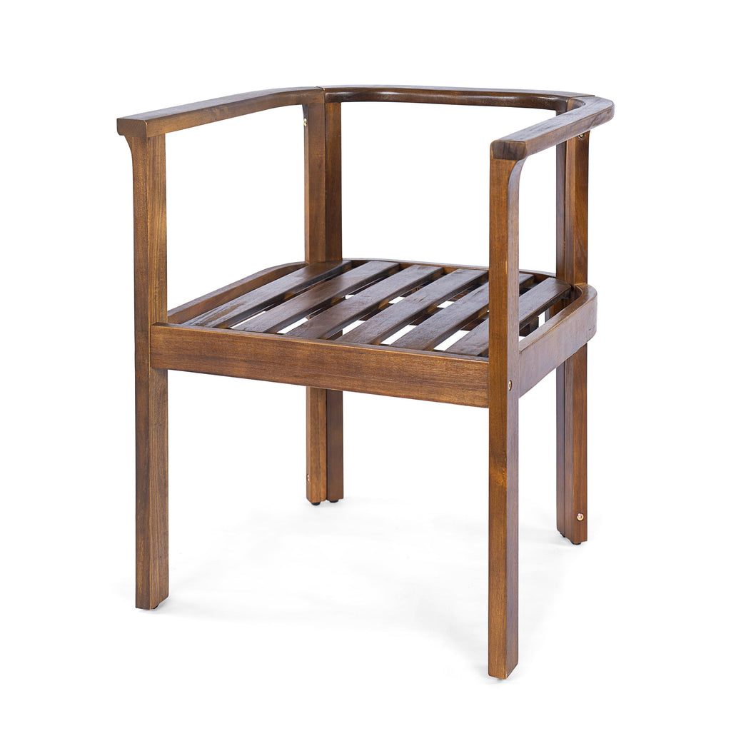 Outdoor Dining Chair Set of 4 with Curved Acacia Wood Arms