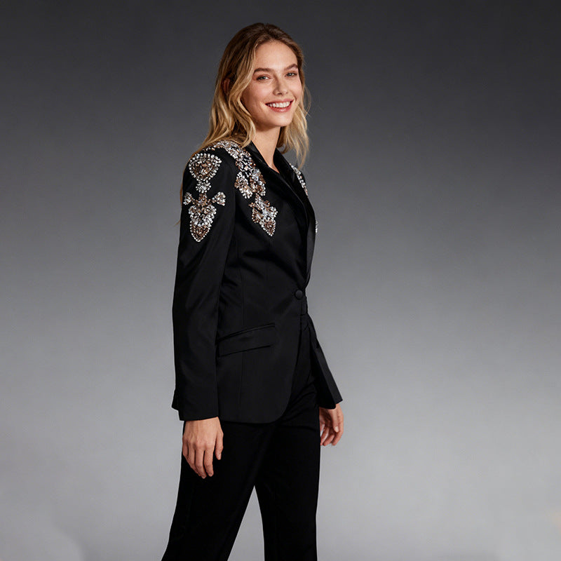 Heavy-duty Diamond-embellished Womens Blazer