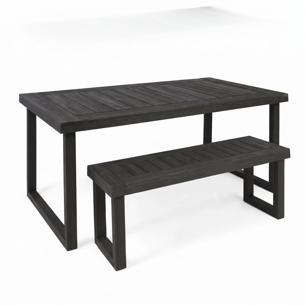 2-Piece Solid Acacia Wood Outdoor Dining Set