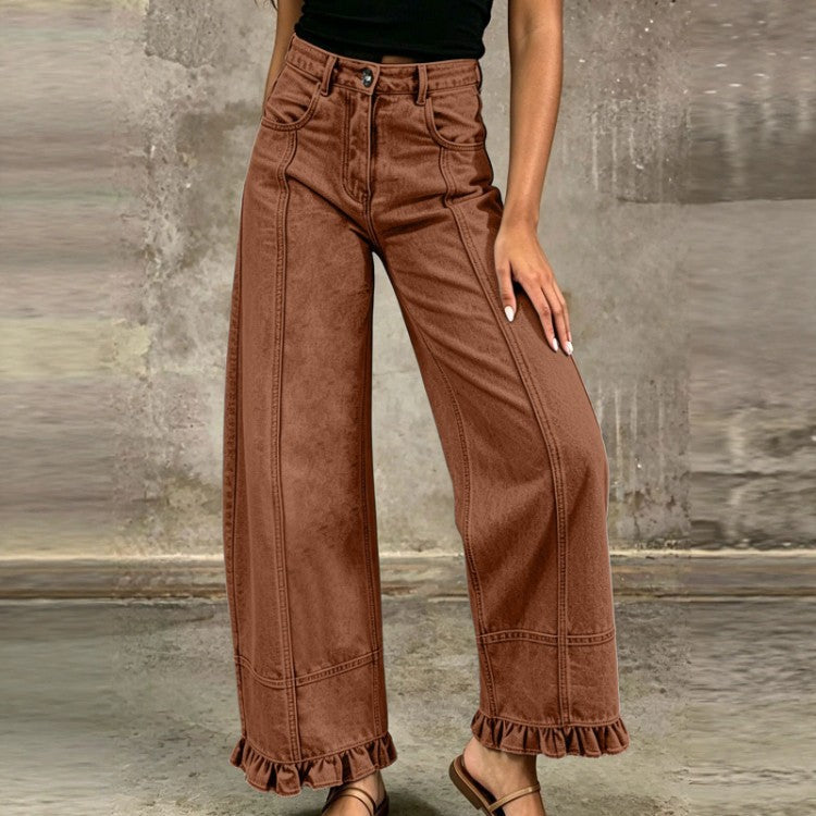 New Stylish Casual Loose-fit Wide-leg Denim Pants For Women