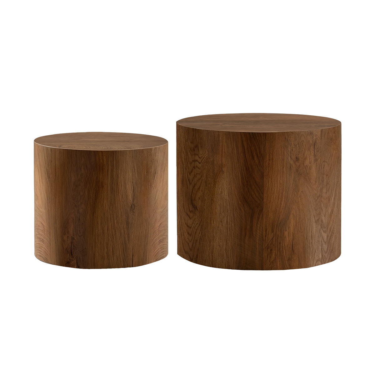 Nesting Coffee Table Set of 2 Round Wooden Coffee Tables
