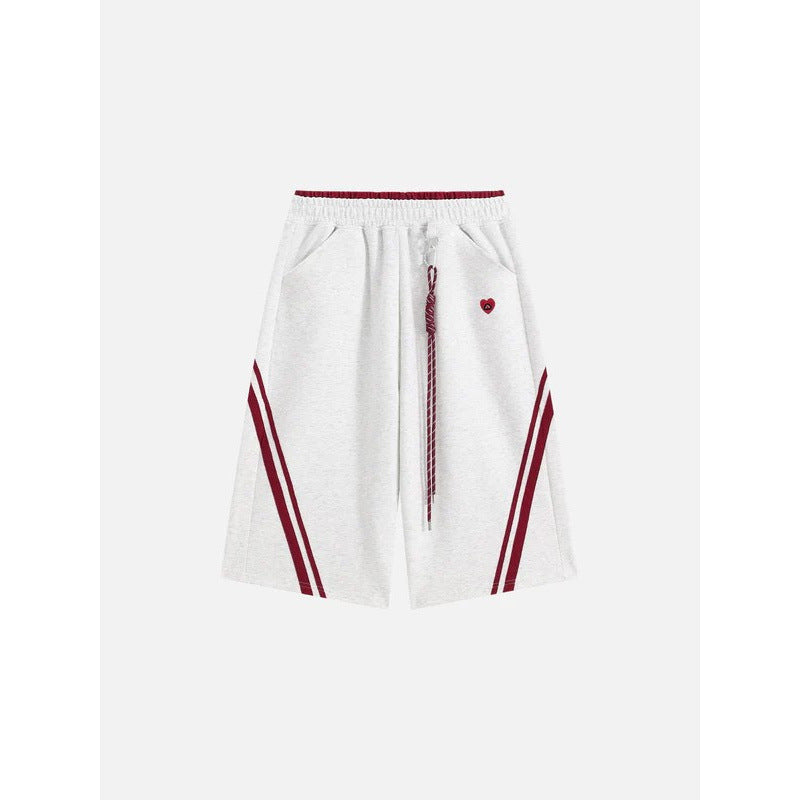 Retro Striped Embroidered Athletic Shorts