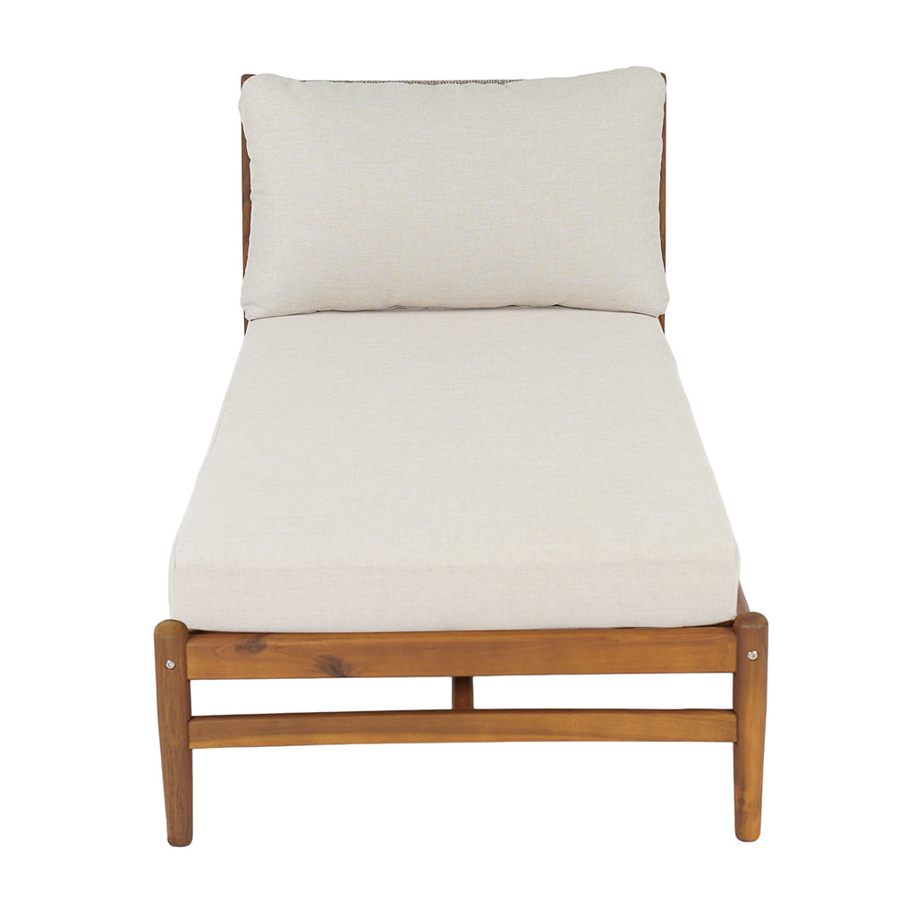 Cape Outdoor Acacia Chaise Lounge with Rope Woven