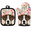 Cute Pug Print Insulated Oven Mitt And Trivet Set 2 Pieces