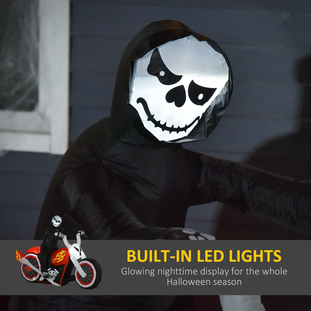 HOMCOM 6' Halloween Inflatable Grim Ghost Biker