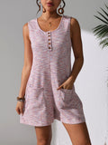2025 Summer New Cross-border European And American Women's Clothing Amazon Hot Casual Button Pocket Vest Jumpsuit Women