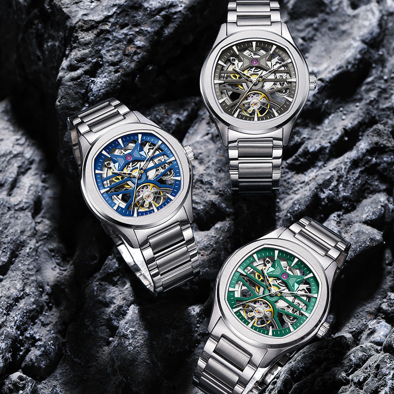 Mens Watch With A Transparent Mechanical Skeleton Dial