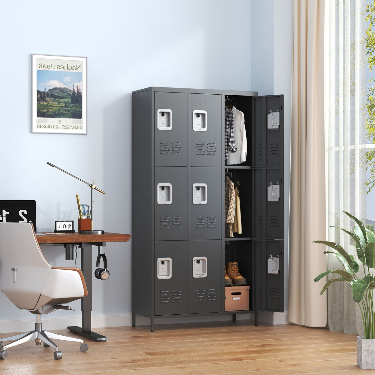 9 Door 72"H Metal Lockers with Lock for Employees