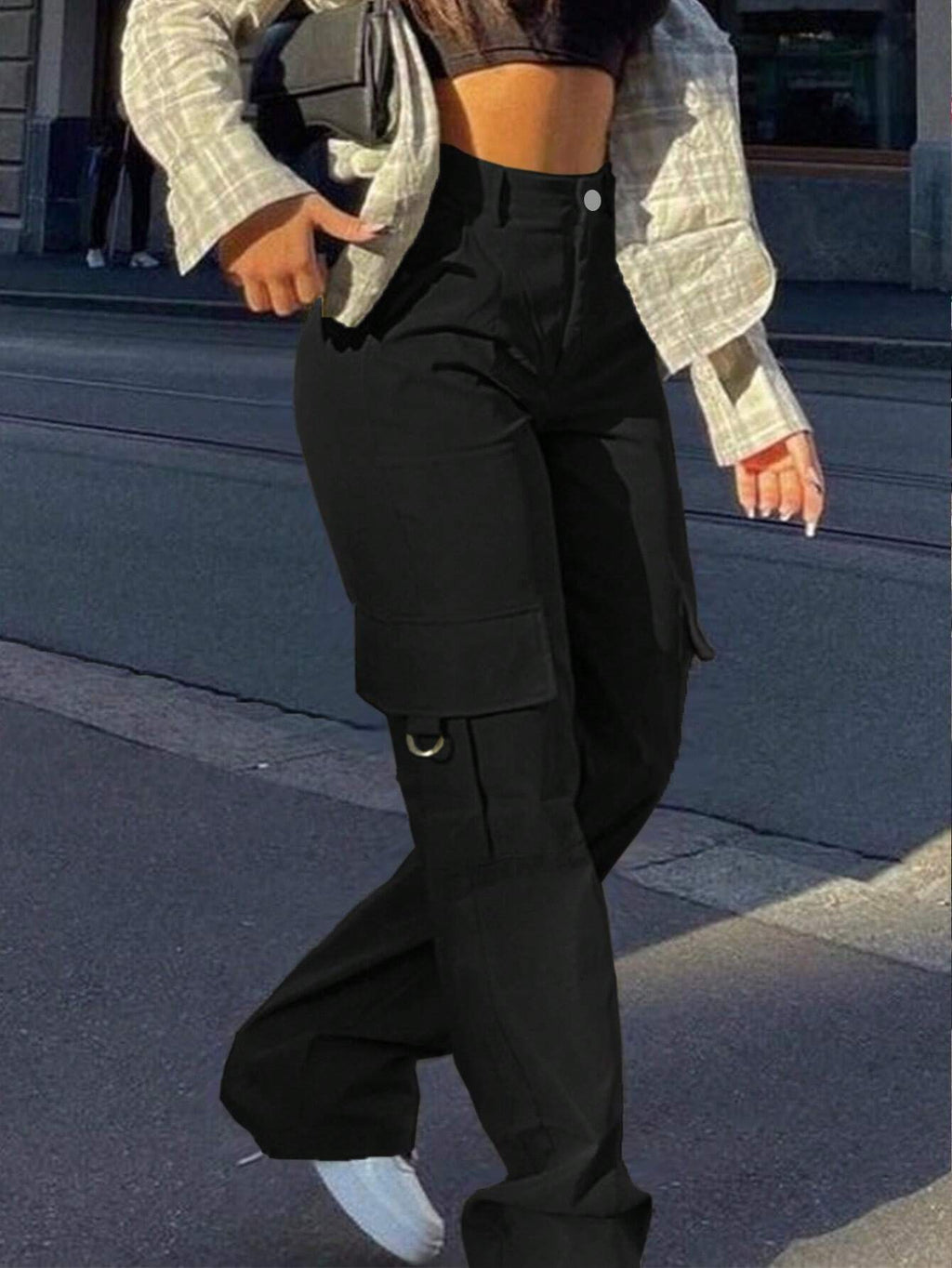Women's Casual Workwear Trousers - Comfortable Breathable Straight Leg Pants for Office Business Daily Wear