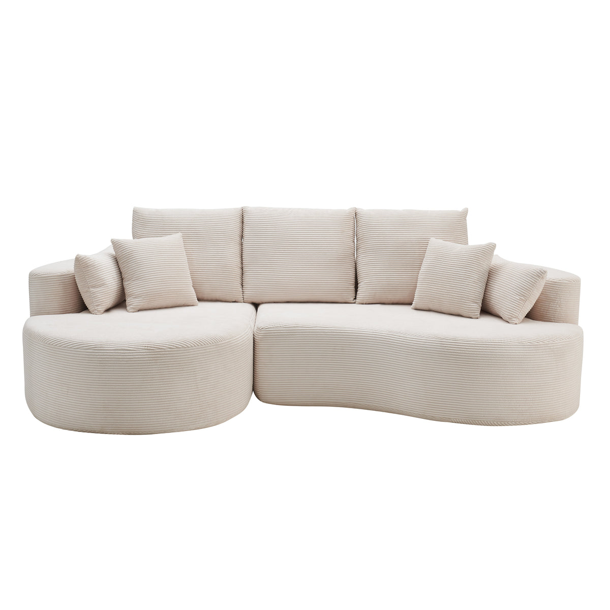 106 In. 2-Piece Fabric Cloud Curved Sectional Sofa with Chaise