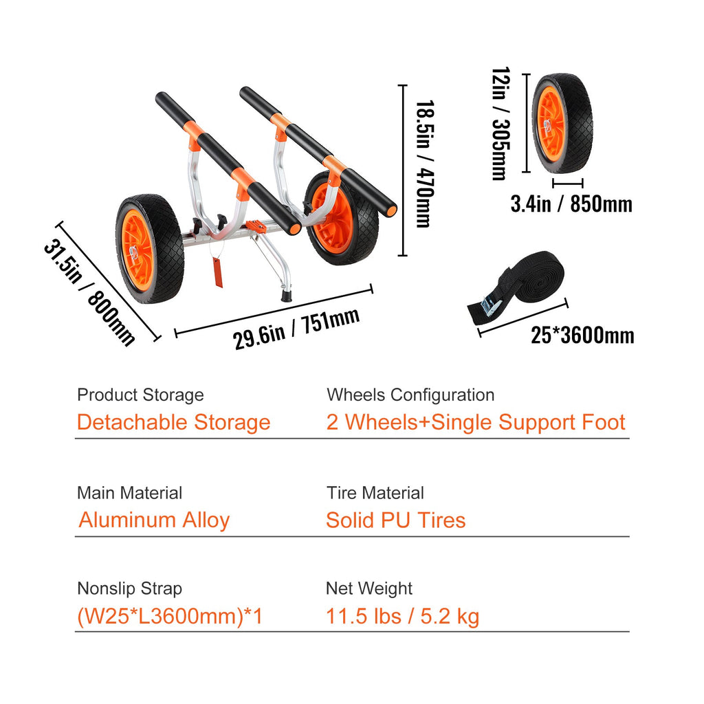 Heavy Duty Kayak Cart, 450lbs Load Capacity