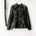Zipper Belt Lapel Long-Sleeve Coat