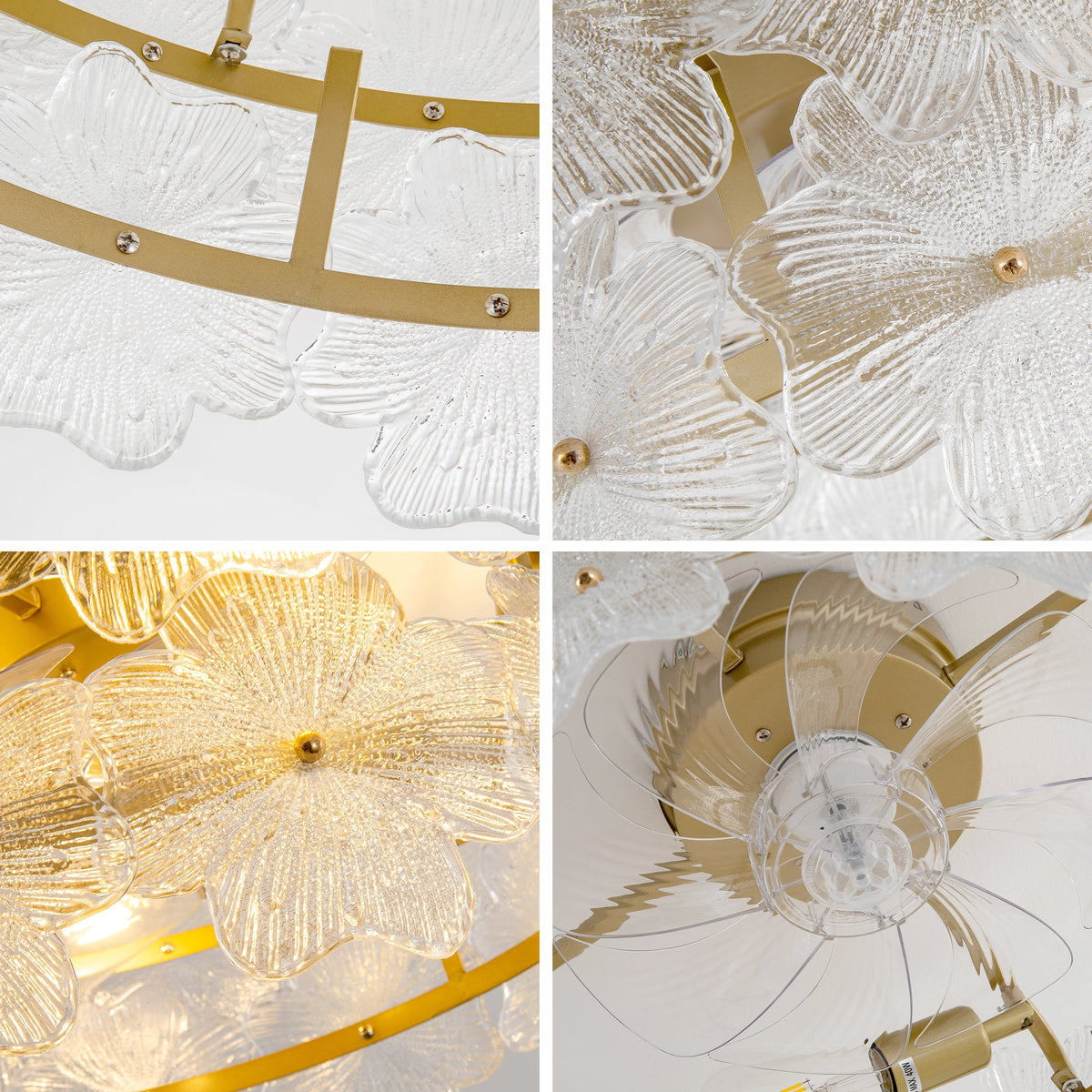 19-Inch Floral Glass Ceiling Fan