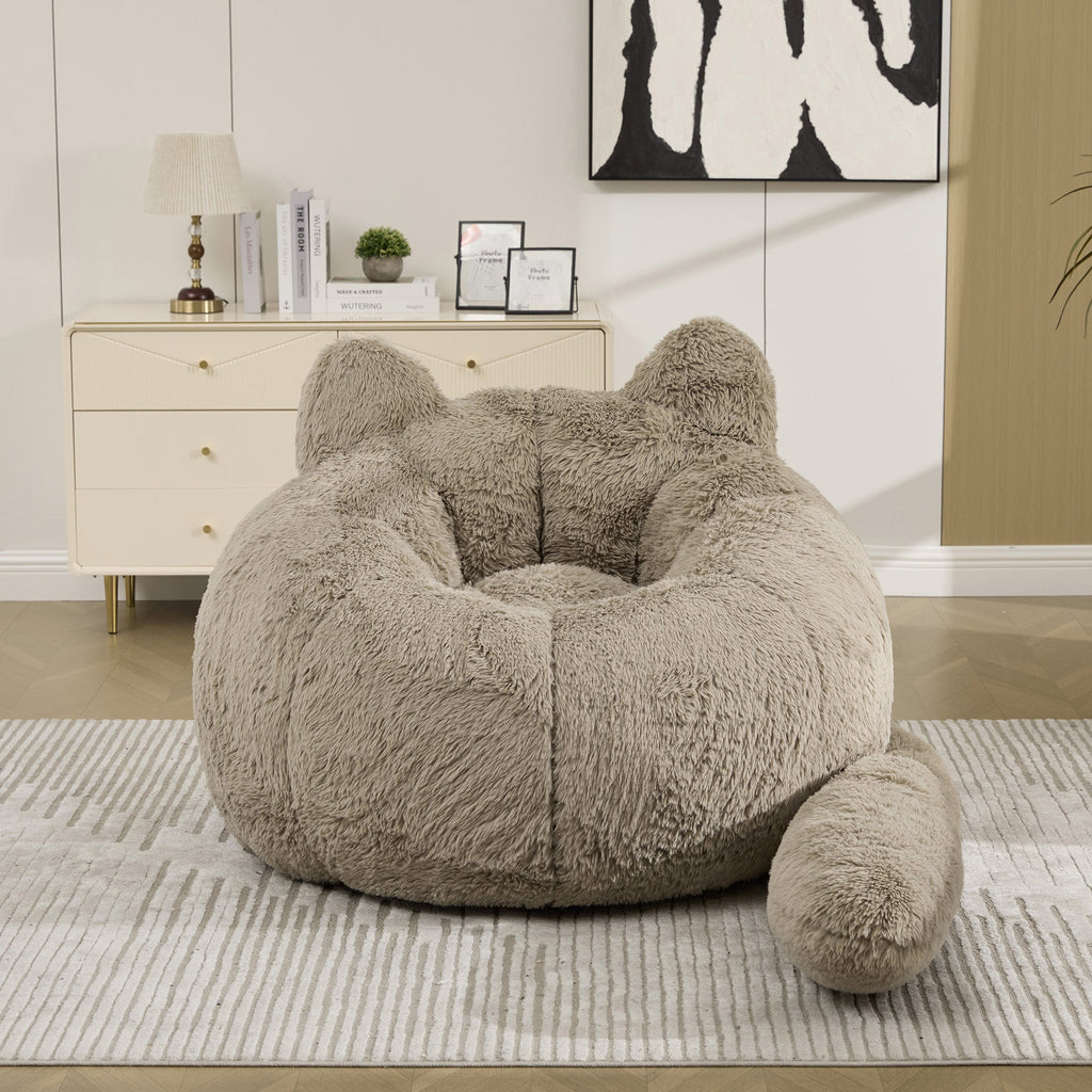 41.7'' W Faux Fur Cat Shaped Bean Bag Chair