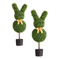 Artificial Topiary Bunny-Shape Boxwood Ball, 2 Set