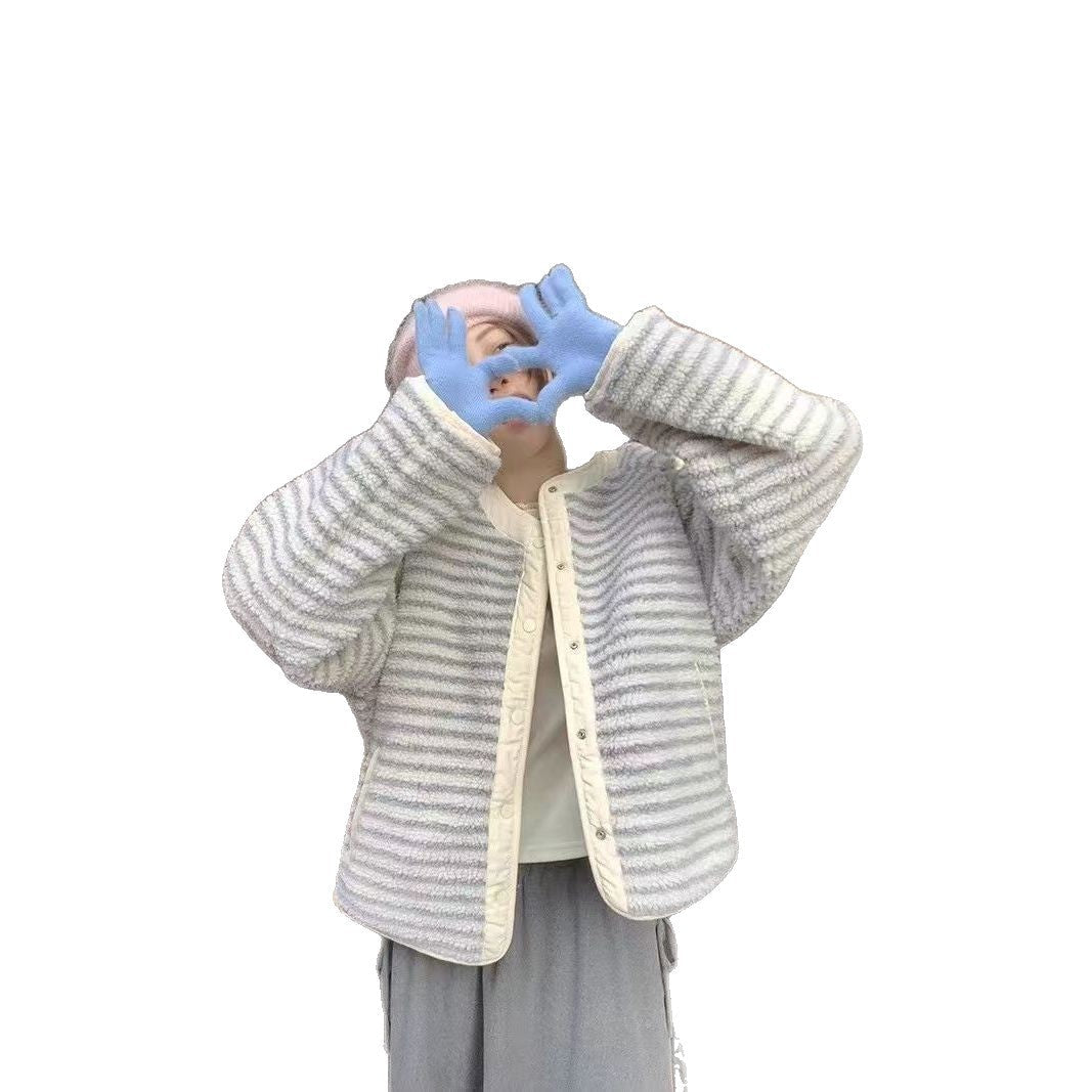 Korean-style Scarf-collar Cotton-padded Coat Warm And Loose-fitting Outerwear