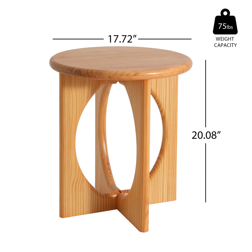 Natural Pine Wood Round End Table