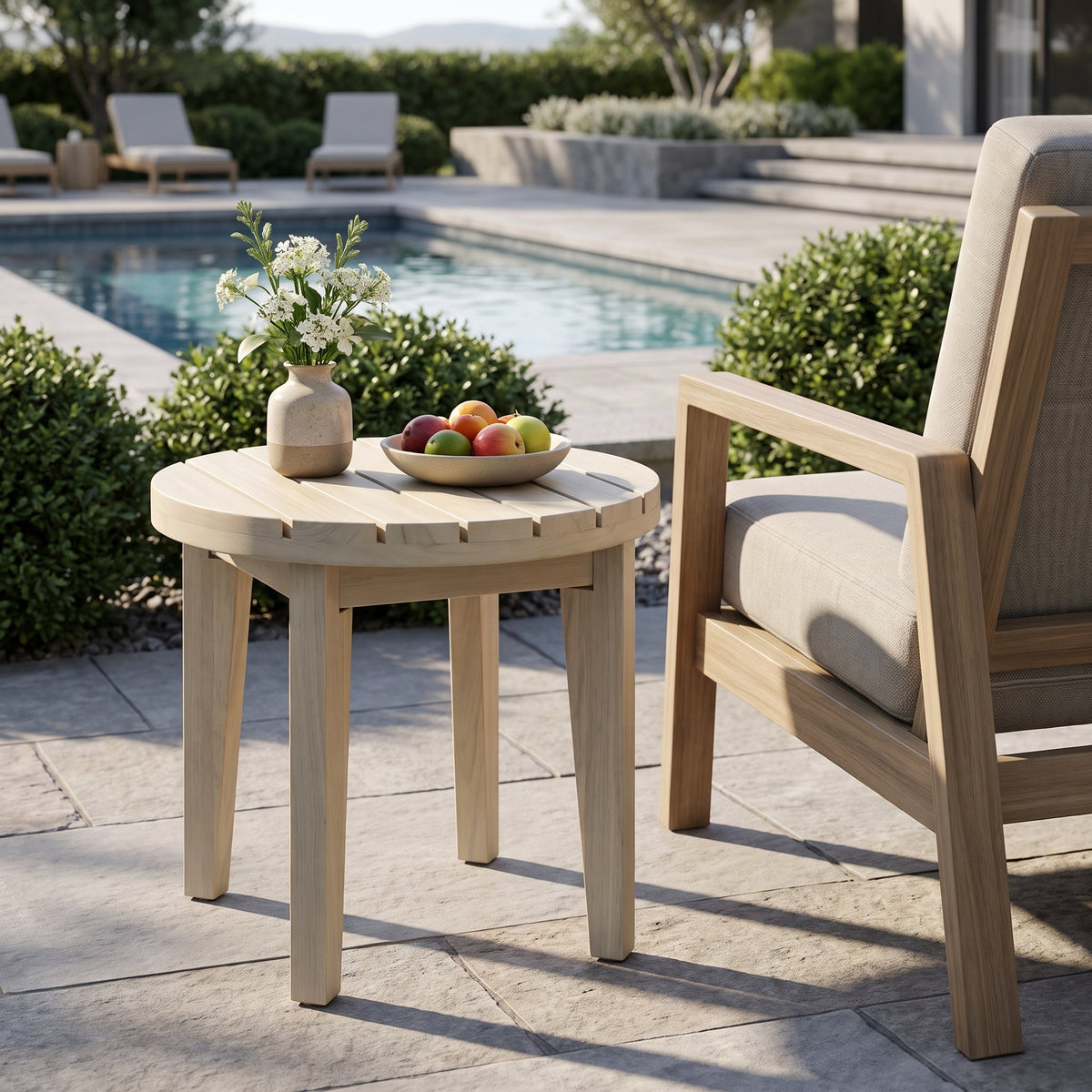Outdoor 16" Square Acacia Wood Side Table