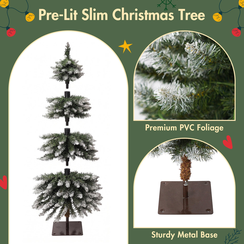 3-Pack Pre-Lit Snow Flocked Pencil Christmas Tree Set