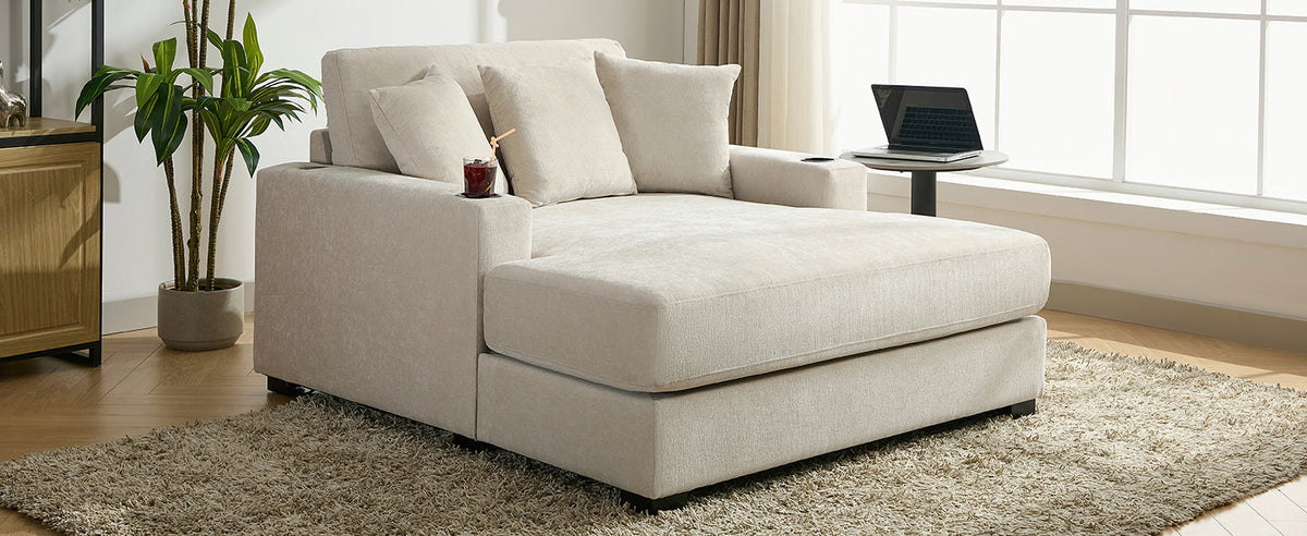 55" Oversized Chaise Lounger