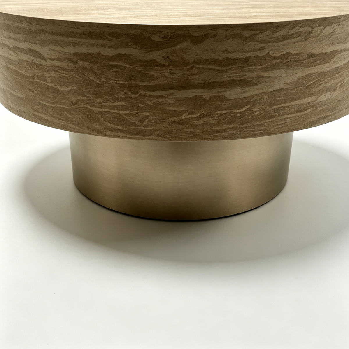 31.88 Inch Round Travertine Coffee Table