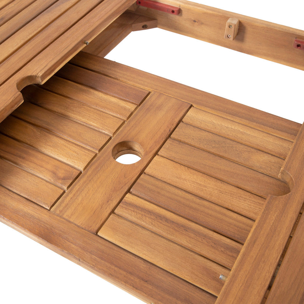Outdoor 6-Seater Acacia Wood Expandable Dining Set