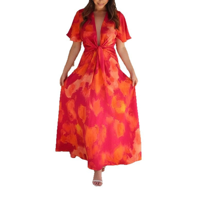 Women's Fashion Printed French-style Dress