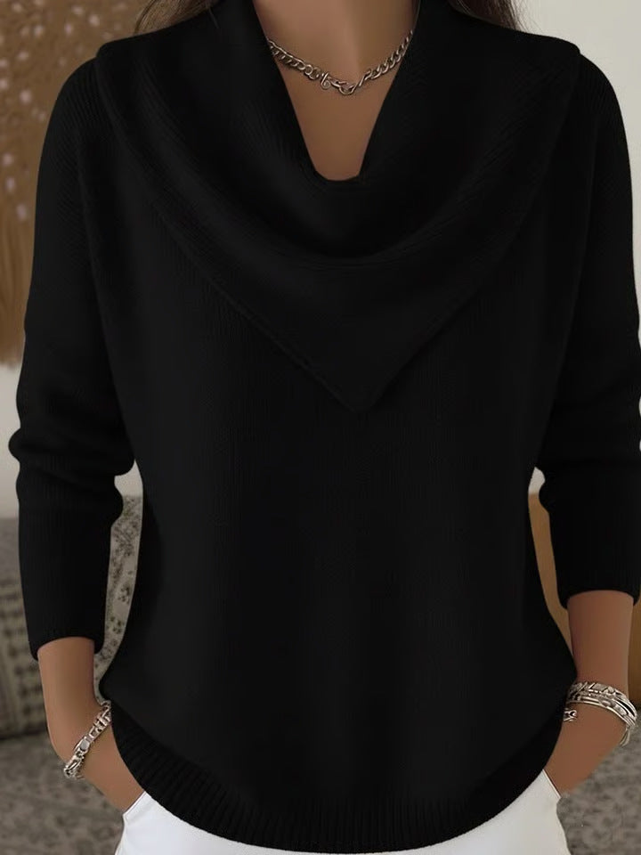Women's New Solid Color Long Sleeve Knit Pullover Sweater Casual Tops For Autumn Winter