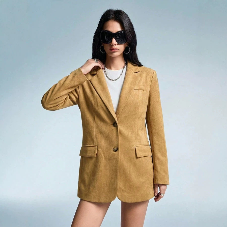 A Stylish Versatile Suede-blend Blazer