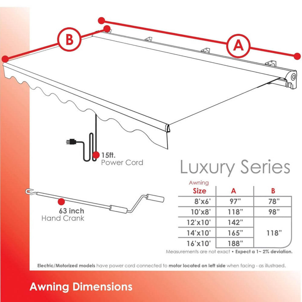 Advaning Luxury Series Fully-Assembled Retractable Sun Shade Canopy Awning (SAK31549)
