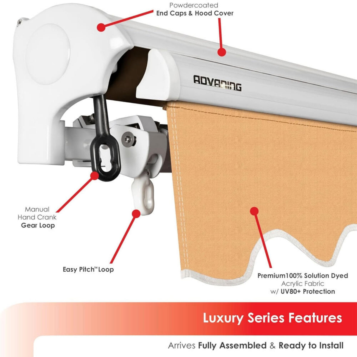 Advaning Luxury Series Fully-Assembled Retractable Sun Shade Canopy Awning (SAK31549)
