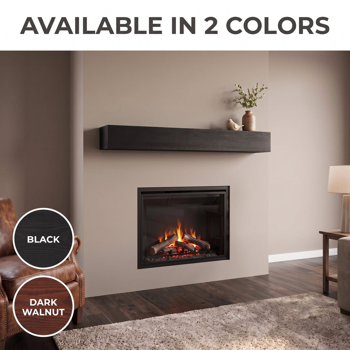 60" Fireplace Mantel Pine Wood Wall-Mounted & Floating Shelf