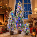 Pre-Lit Flocked Christmas Tree Set of 3 (3FT, 4.5FT, 6FT)