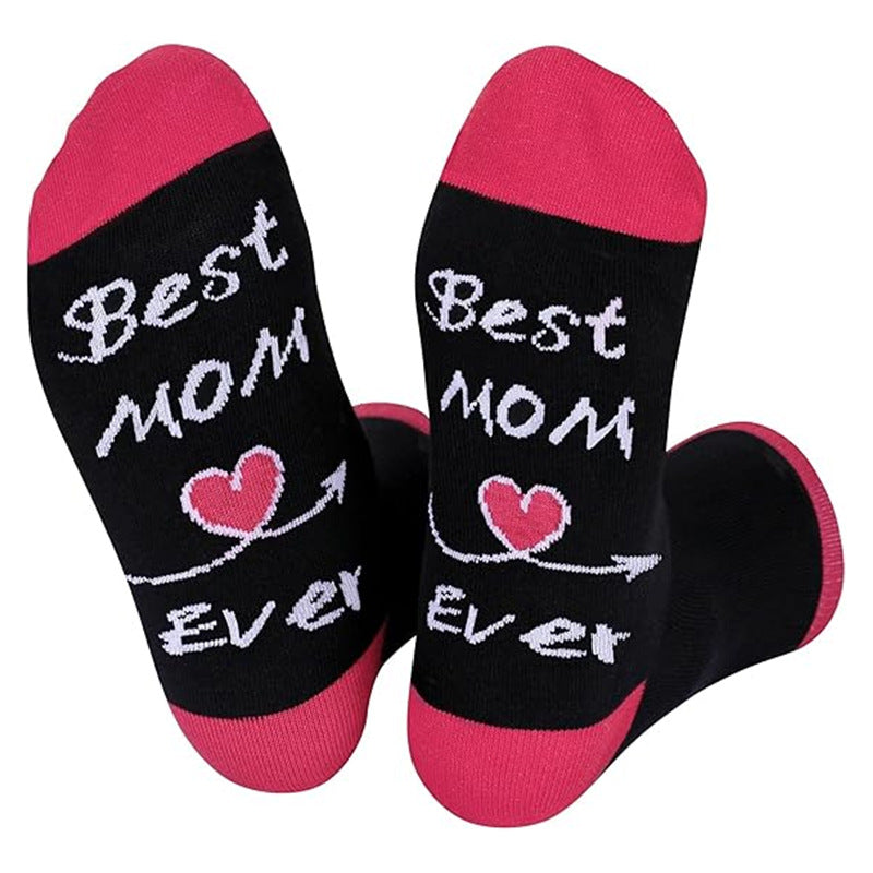 Mothers Day Gift Holiday Socks Letter Print Socks For Women
