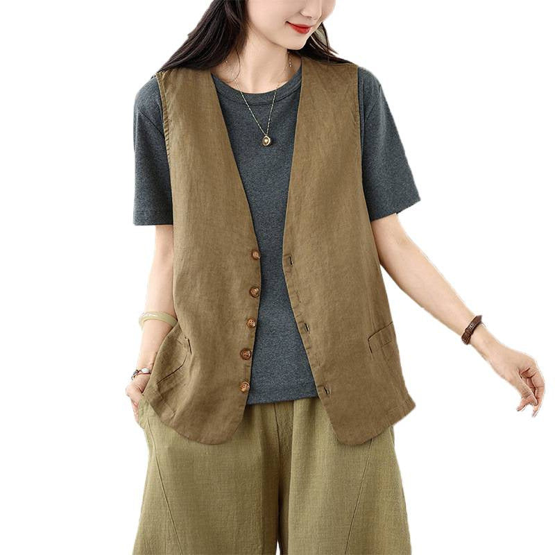 Womens Summer New Artistic Cardigan Outer Vest