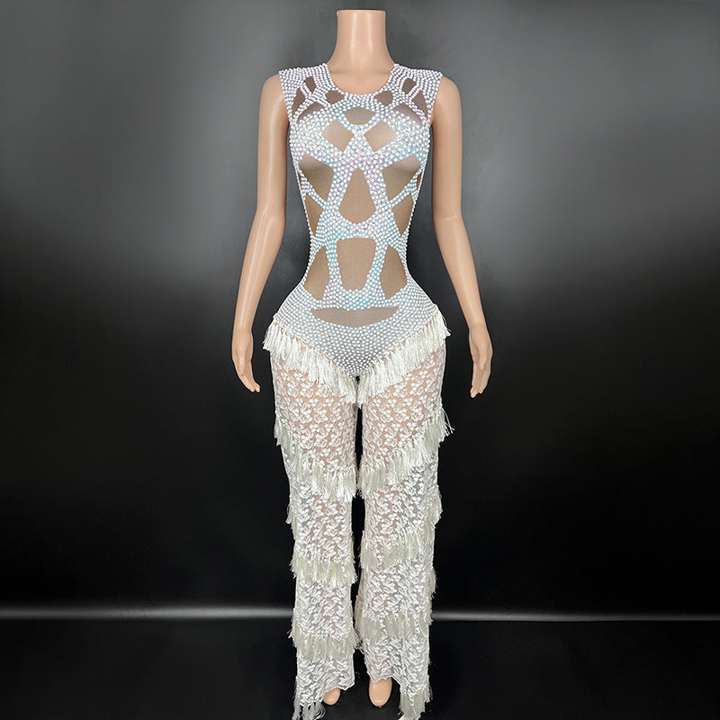 Sleeveless Lace Bodycon Jumpsuit For Women