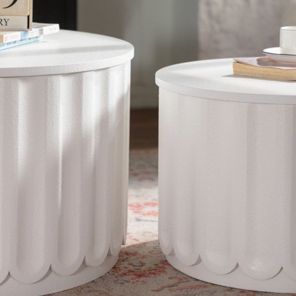 White Round Storage Table Set