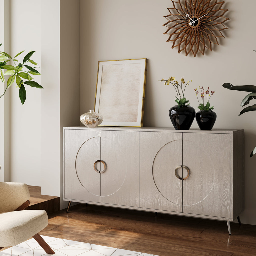 Modern Lacquered 4 Door Wooden Cabinet Sideboard