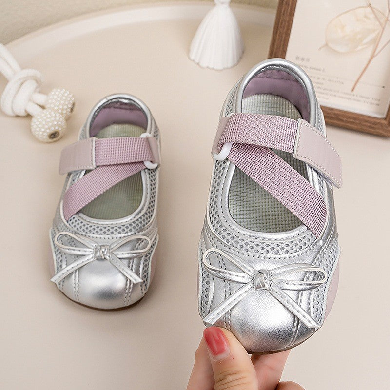 2026 Spring & Autumn Girls Shallow Mouth Leather Shoes, Retro Mary Jane Flats, Versatile Soft Leather Bow Ballet Shoes
