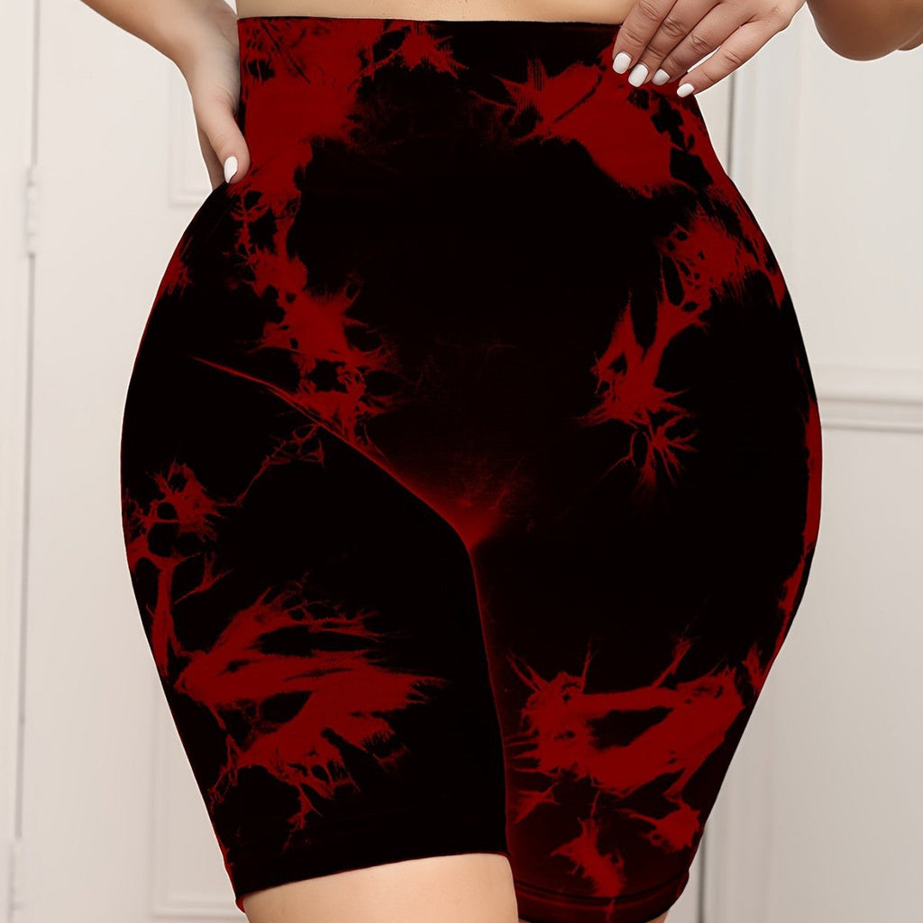 Women's Tie-Dye High-Waisted Yoga Shorts With Butt-Lifting Design