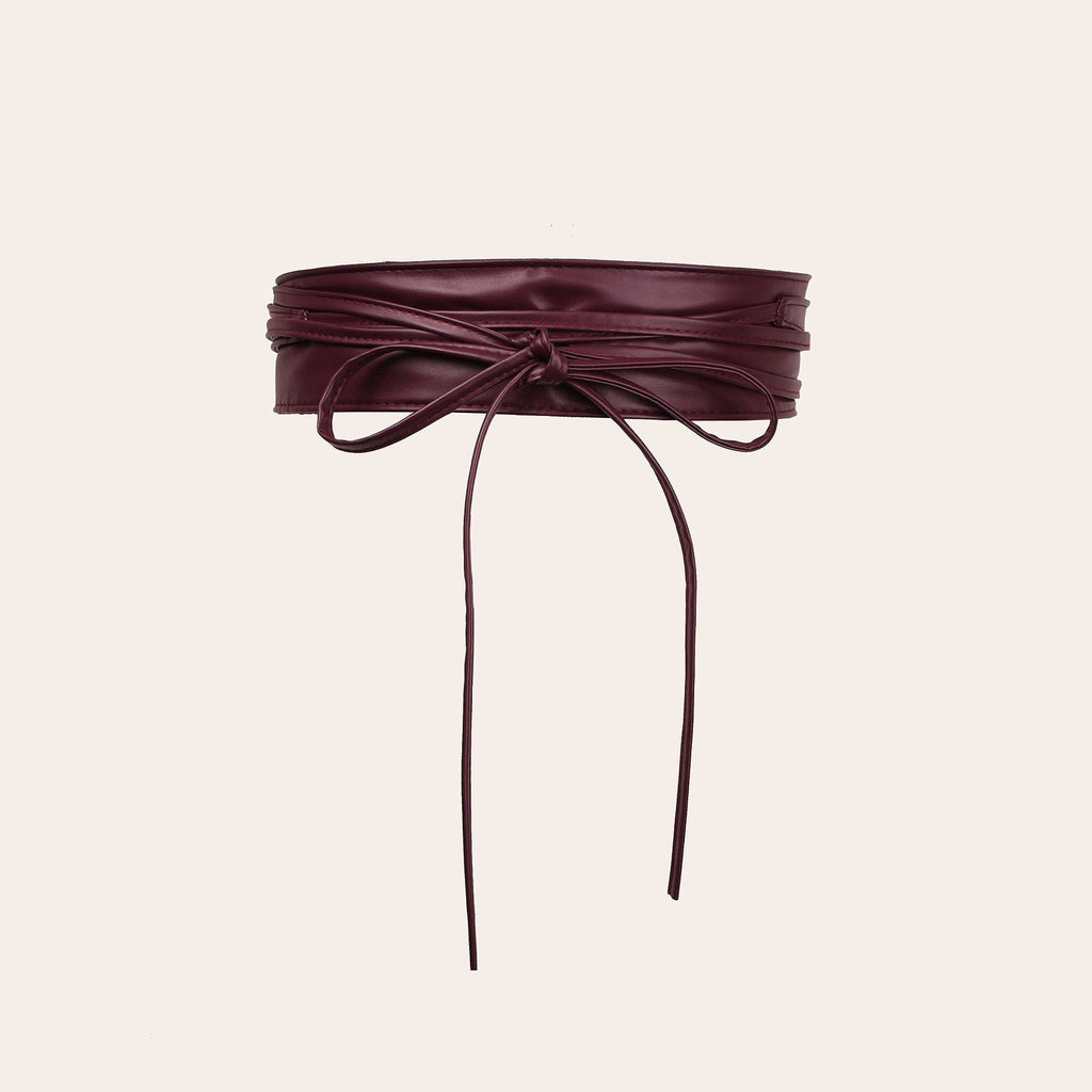 Womens Faux Leather Wide Waist Cincher With Lace-up Bow Detail Belt