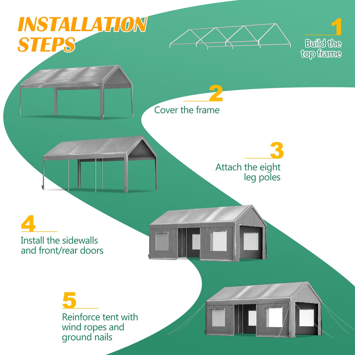 12x20 FT Heavy Duty Carport Canopy