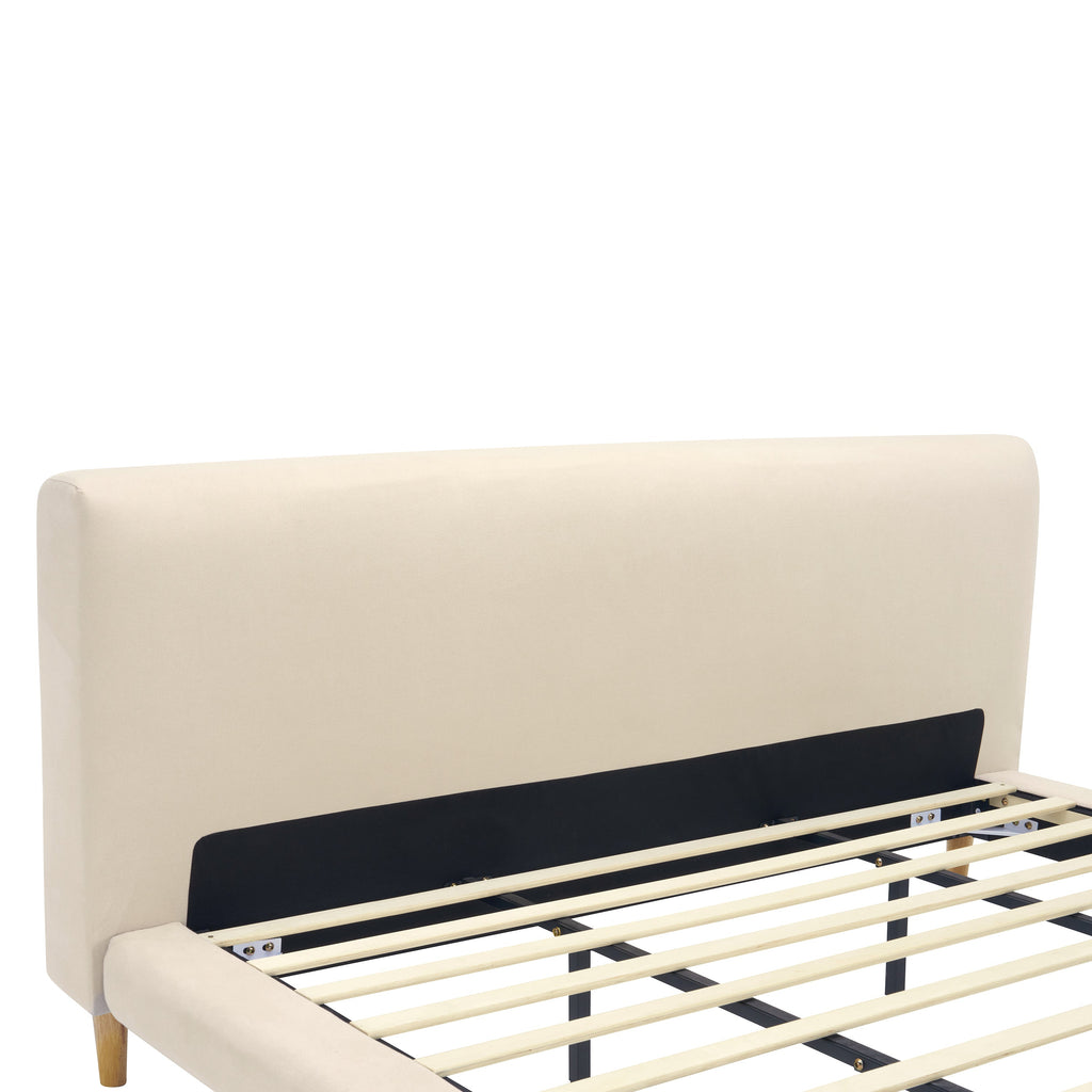 Beige Chunky Headboard Bed Frame