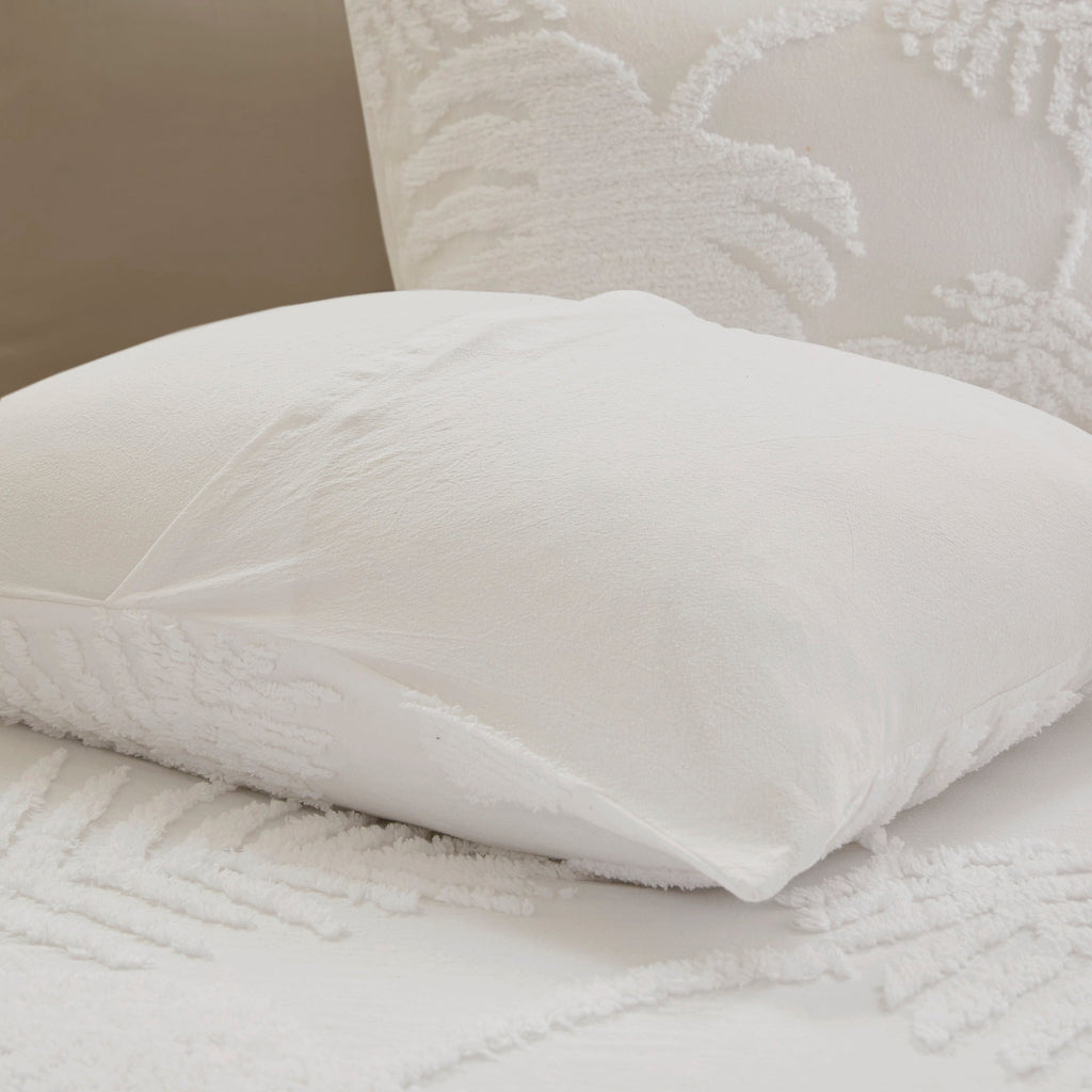 Full/Queen 3 Piece Tufted Cotton Chenille Palm Duvet Cover Set